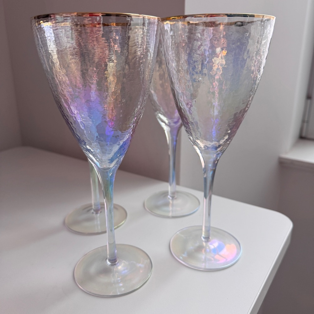 Anthropologie Zaza Lustered Wine Glasses, Set of 4
